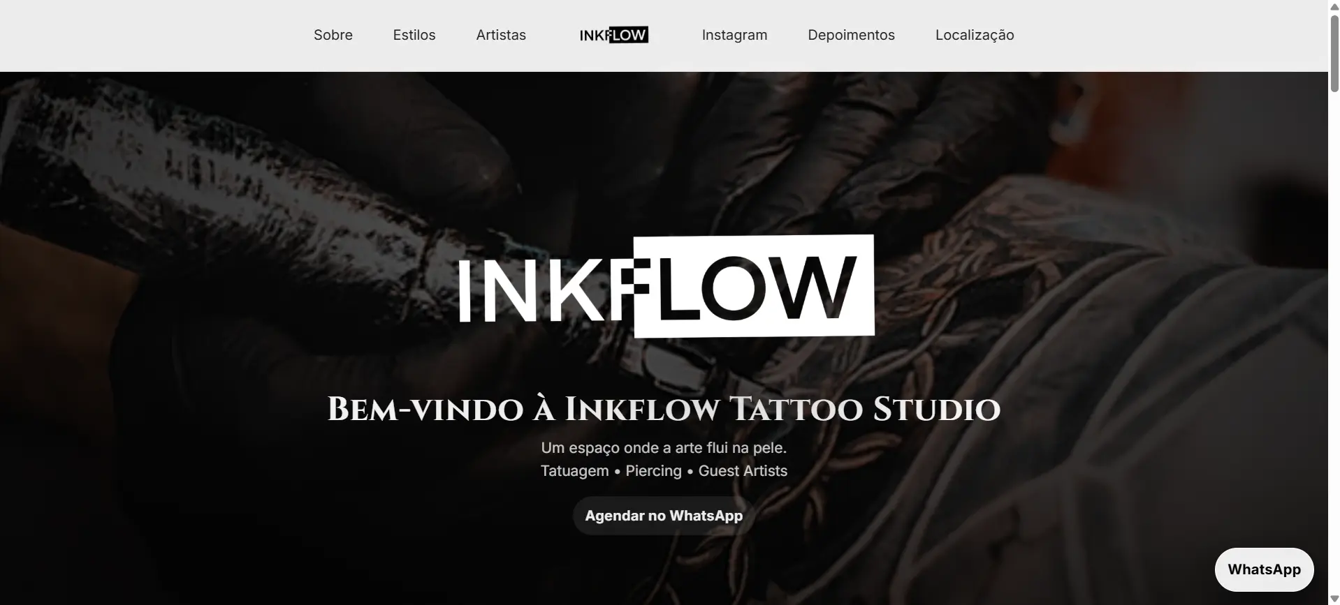 Preview do site InkFlow - Studio Tattoo
